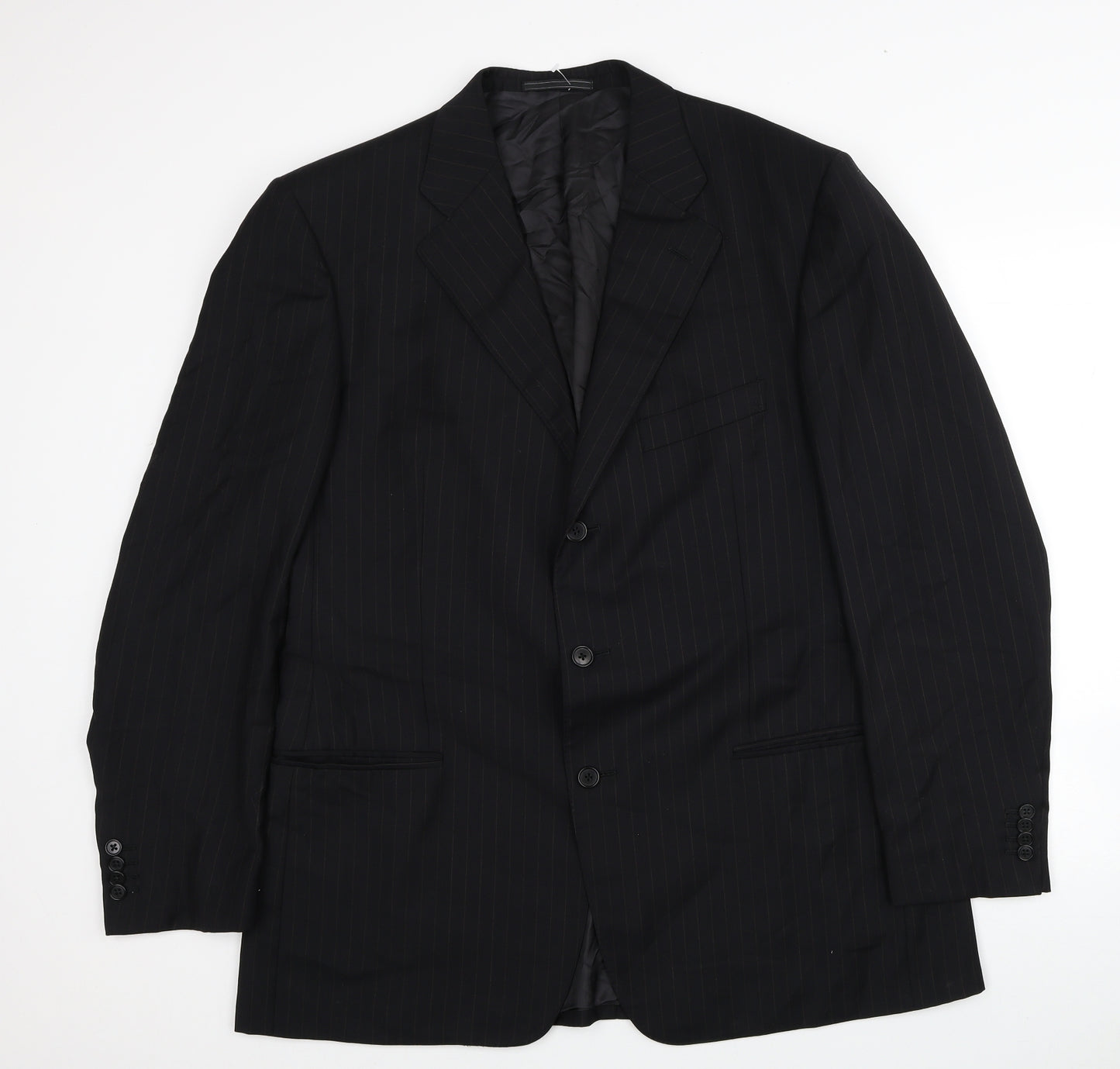 Harrods Mens Black Striped Wool Jacket Suit Jacket Size 54