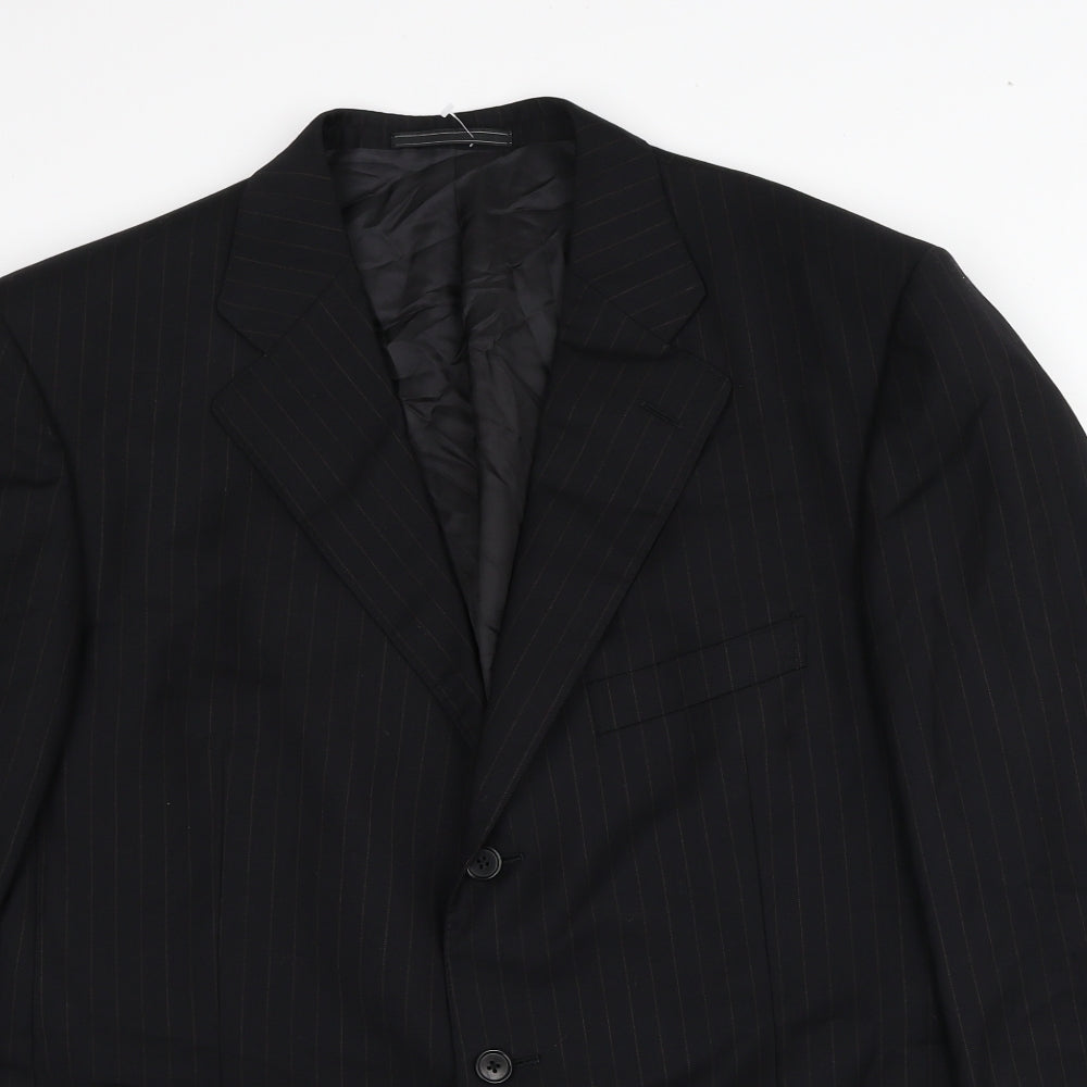 Harrods Mens Black Striped Wool Jacket Suit Jacket Size 54