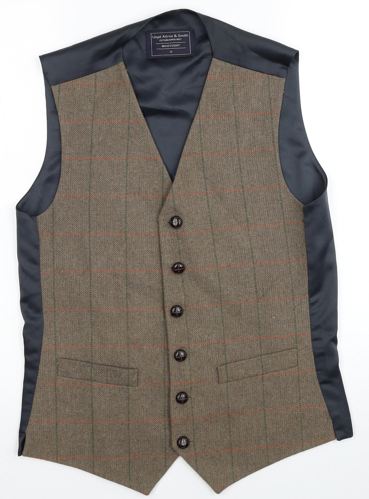 Lloyd Attree & Smith Mens Multicoloured Polyester Jacket Suit Waistcoat Size S