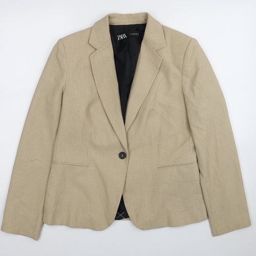 Zara Womens Beige Polyester Jacket Blazer Size 12