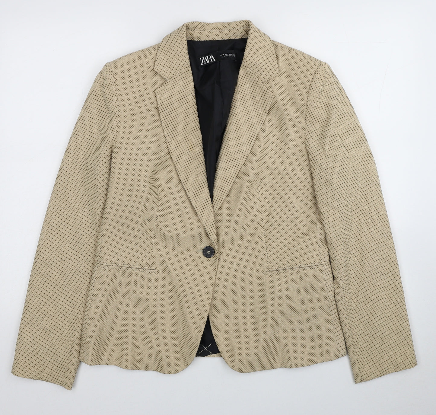 Zara Womens Beige Polyester Jacket Blazer Size 12