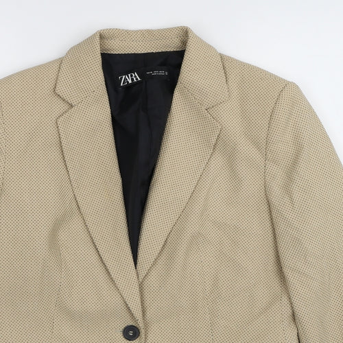 Zara Womens Beige Polyester Jacket Blazer Size 12