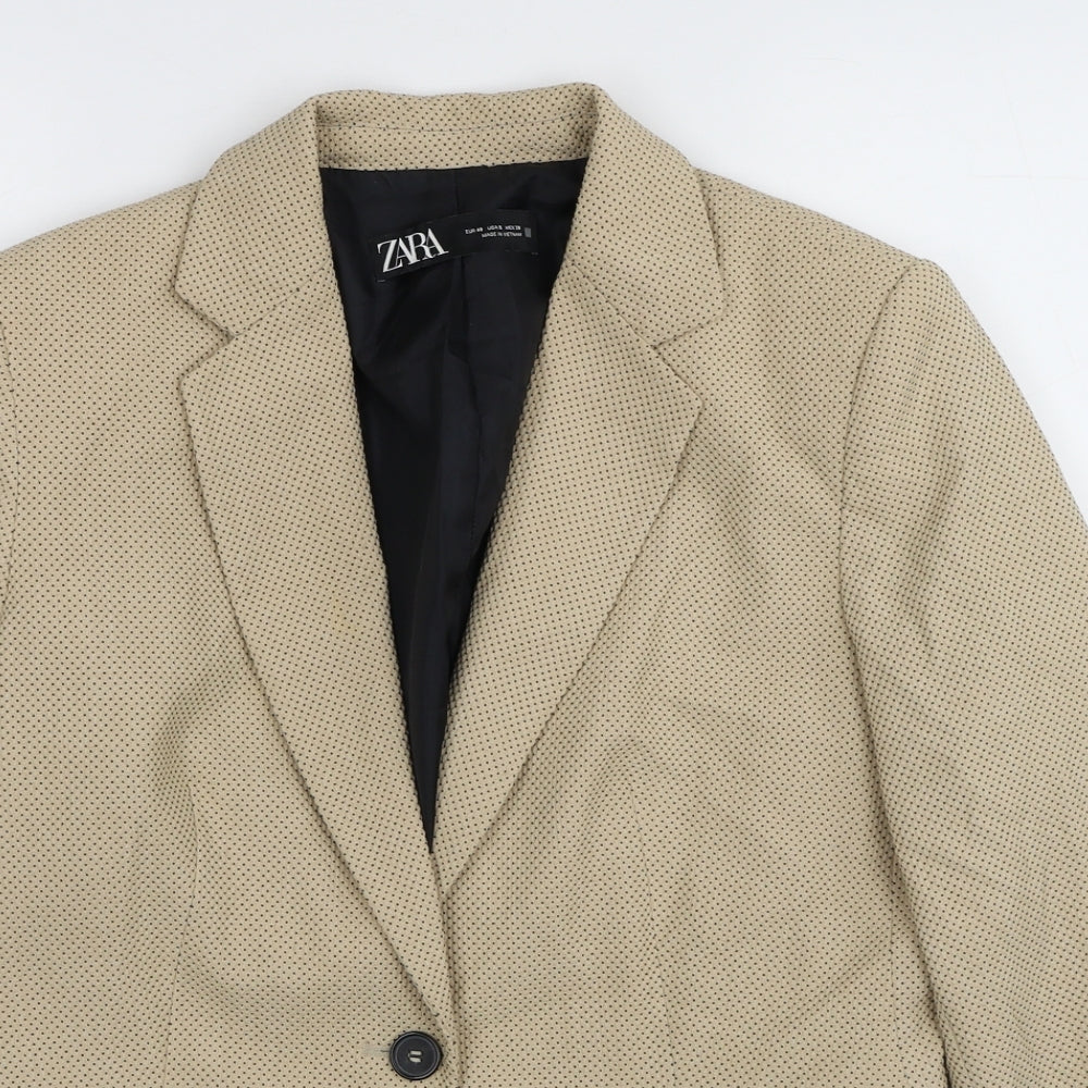 Zara Womens Beige Polyester Jacket Blazer Size 12