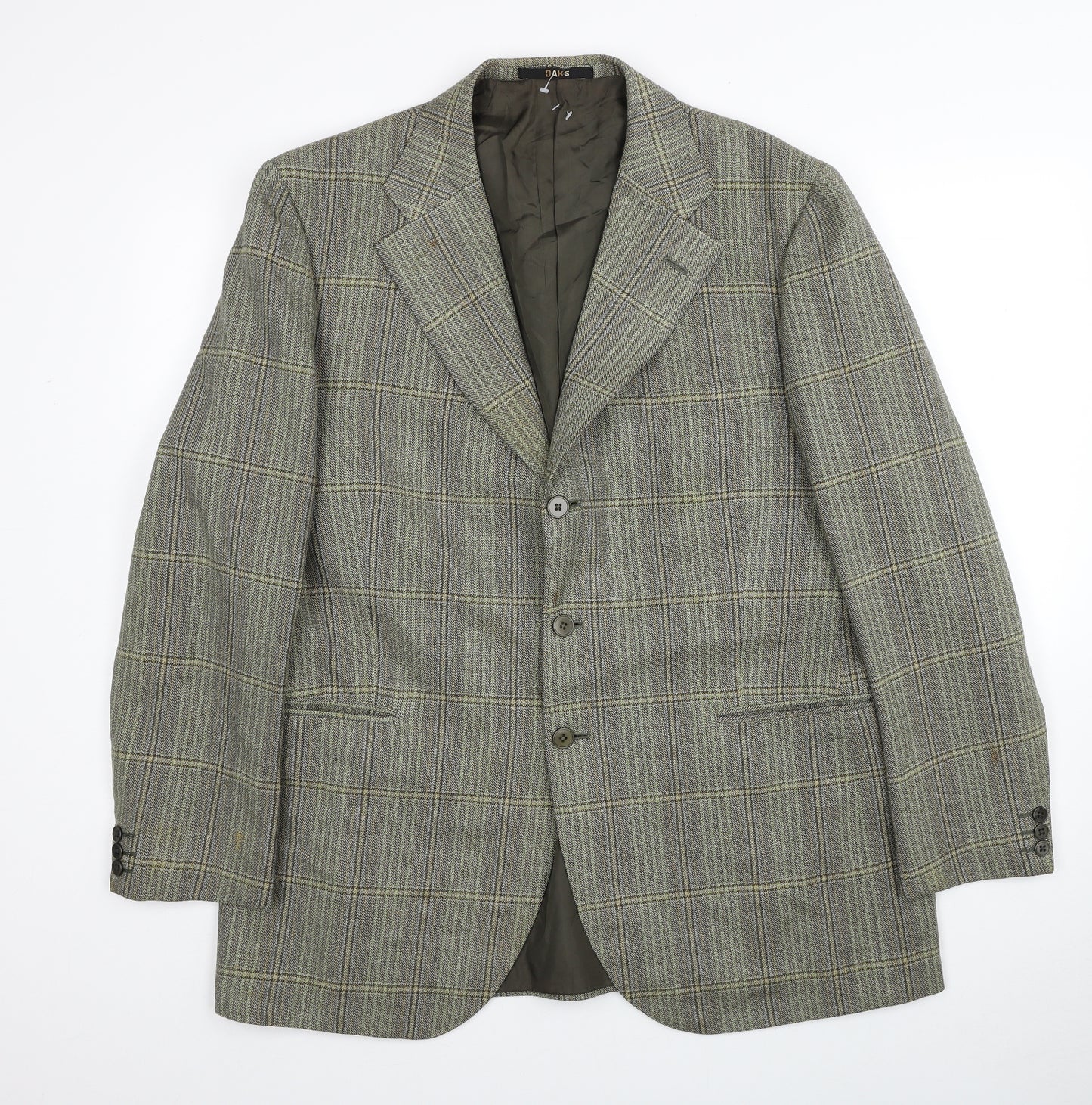 DAKS Mens Green Wool Jacket Suit Jacket Size 44