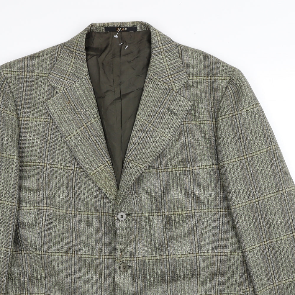 DAKS Mens Green Wool Jacket Suit Jacket Size 44
