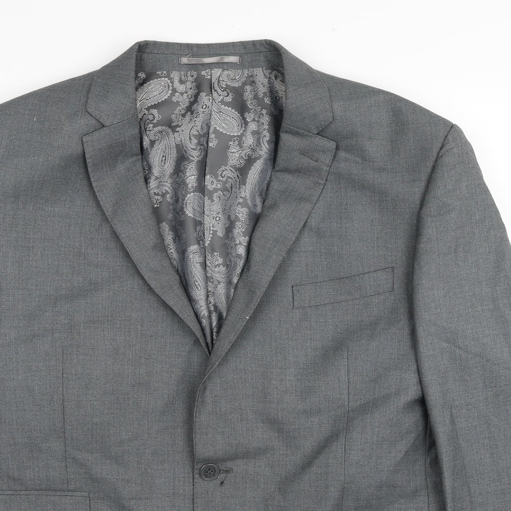 Occasions Mens Grey Polyester Jacket Suit Jacket Size 54