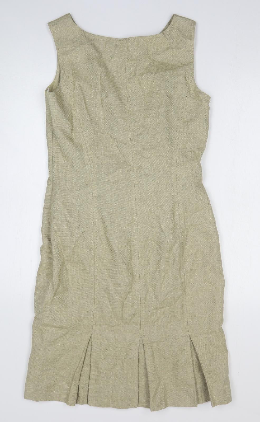 Hobbs Womens Beige Herringbone Wool A-Line Size 10 Round Neck Pullover