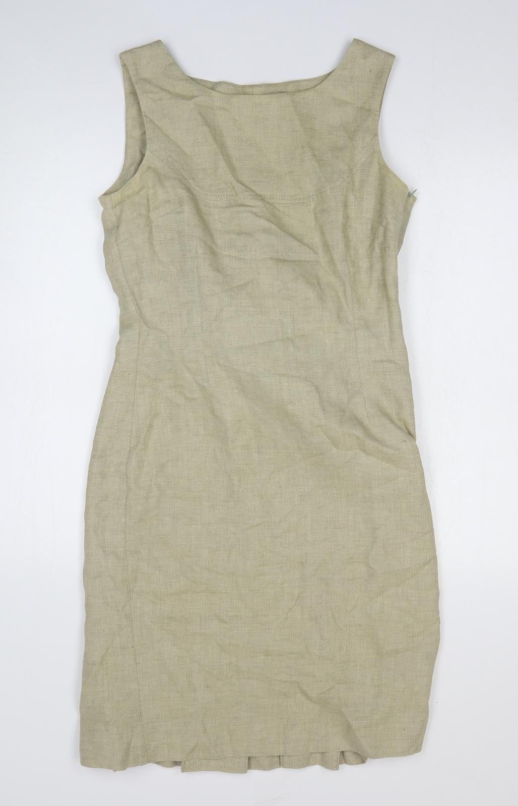 Hobbs Womens Beige Herringbone Wool A-Line Size 10 Round Neck Pullover