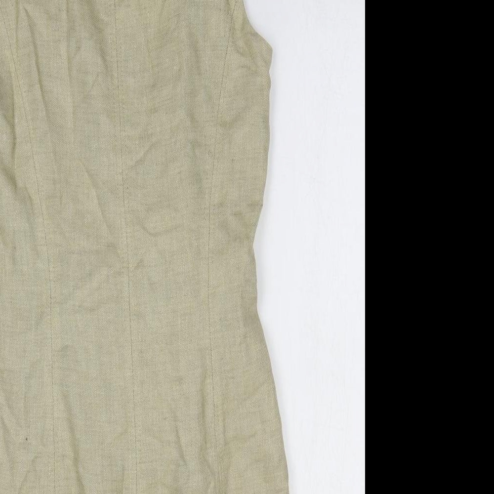Hobbs Womens Beige Herringbone Wool A-Line Size 10 Round Neck Pullover