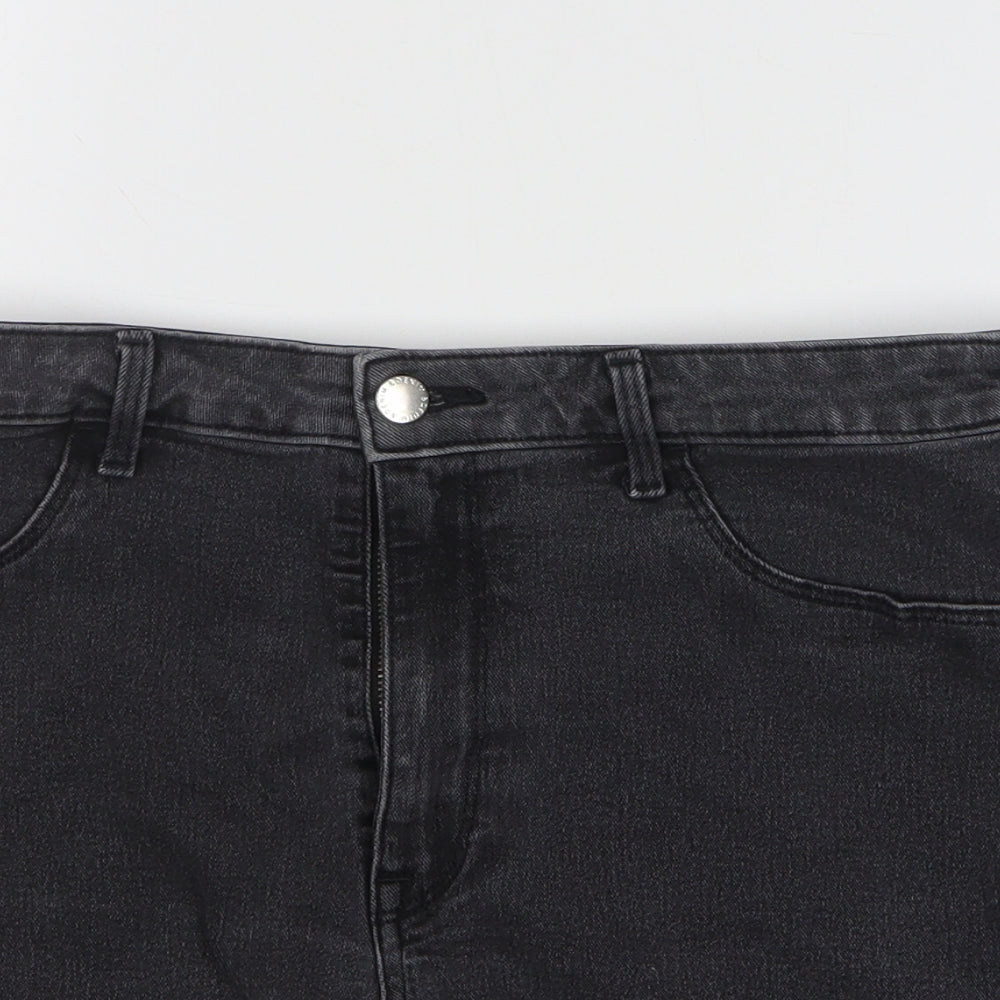 H&M Womens Black Cotton Hot Pants Shorts Size 14 L3 in Regular Zip