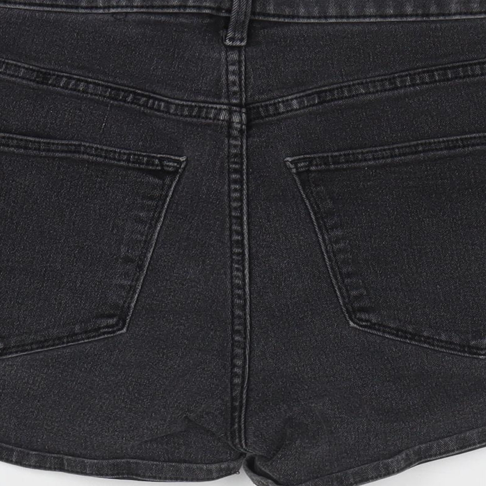 H&M Womens Black Cotton Hot Pants Shorts Size 14 L3 in Regular Zip