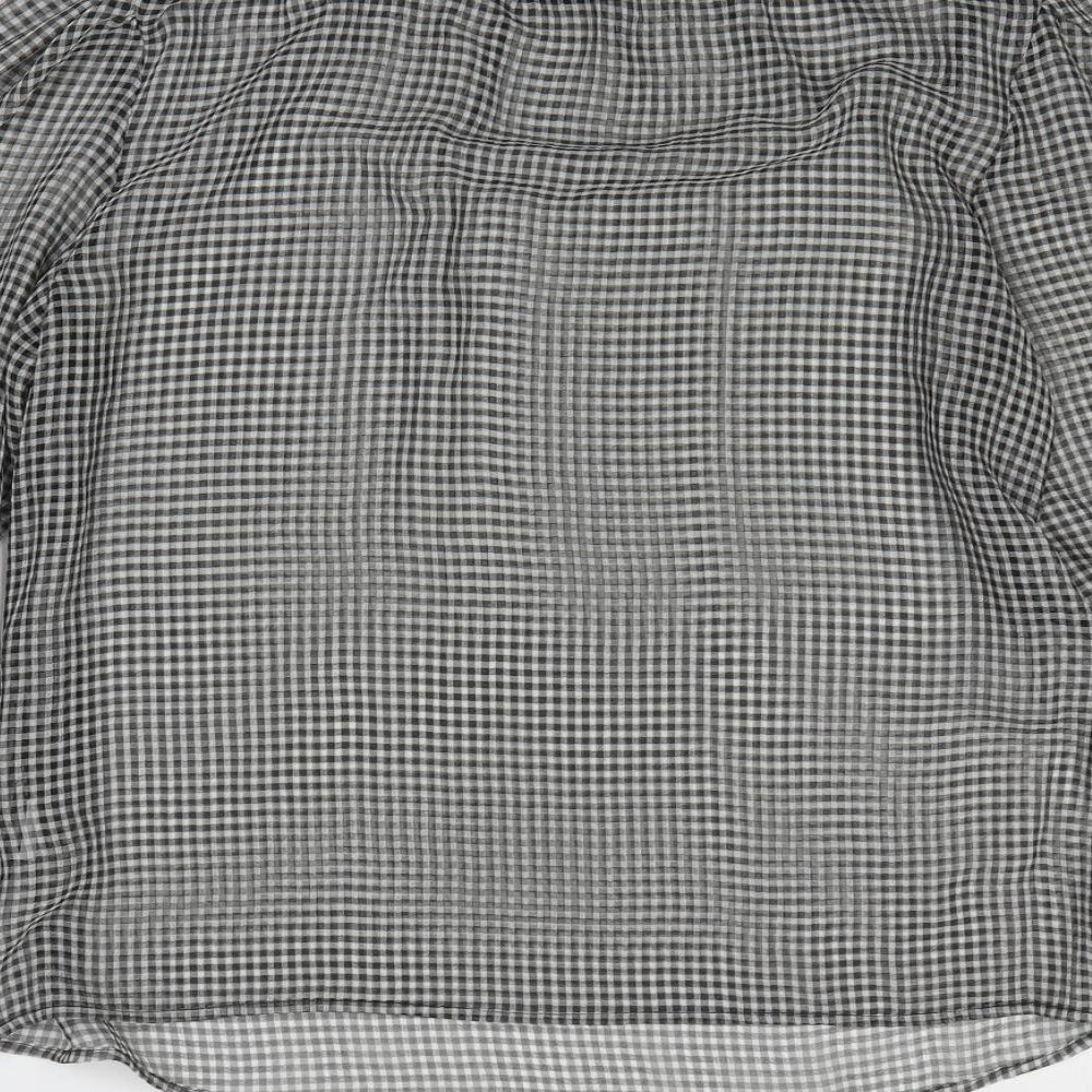 Hush Womens Grey Plaid Polyester Basic Blouse Size 12 Mock Neck