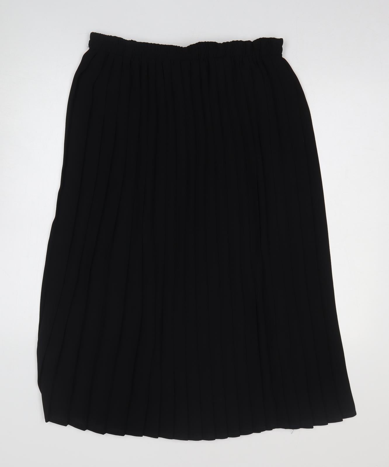 Emma Sterling Womens Black Polyester Pleated Skirt Size 24