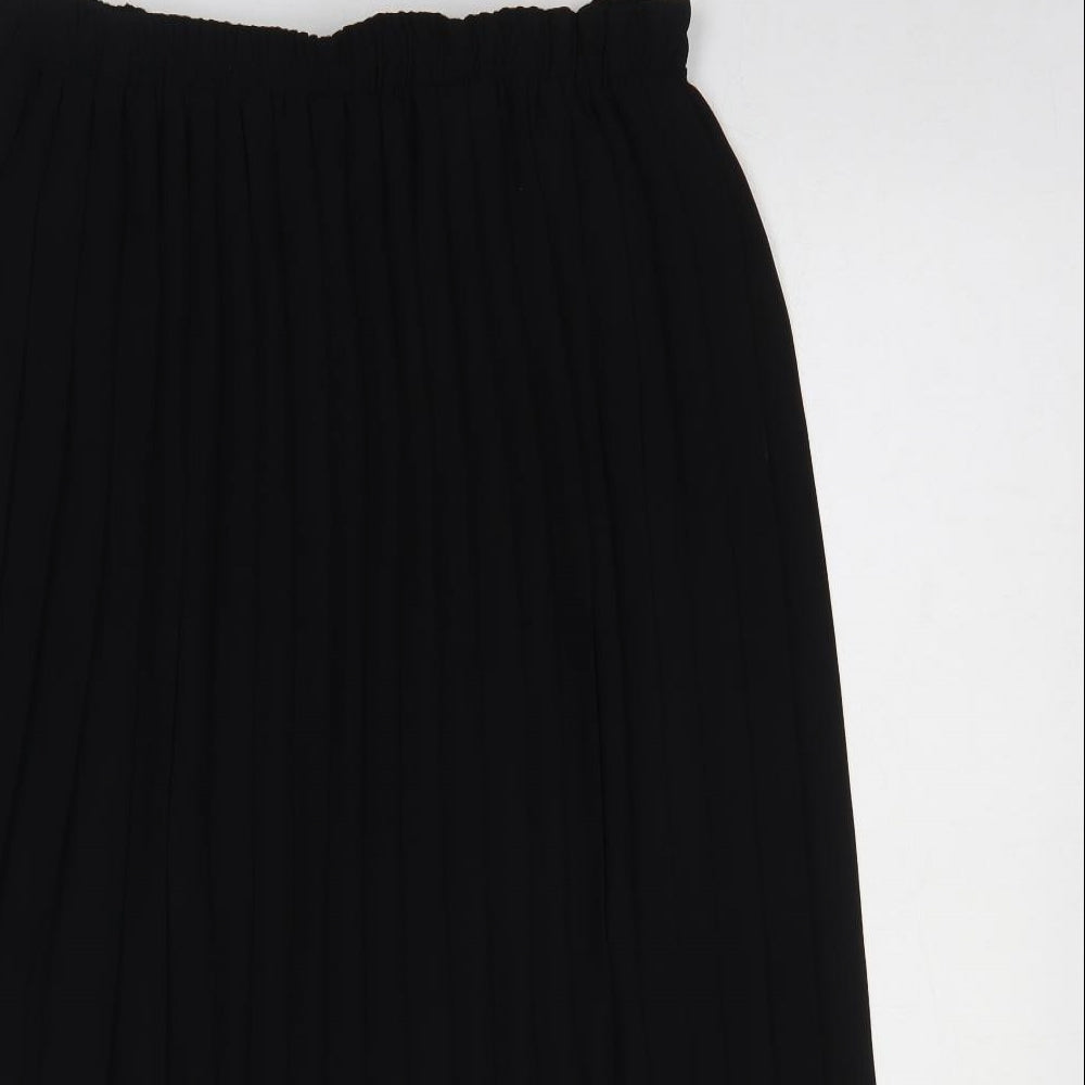 Emma Sterling Womens Black Polyester Pleated Skirt Size 24
