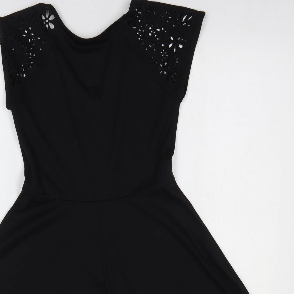 NEXT Womens Black Polyester Skater Dress Size 8 V-Neck Pullover