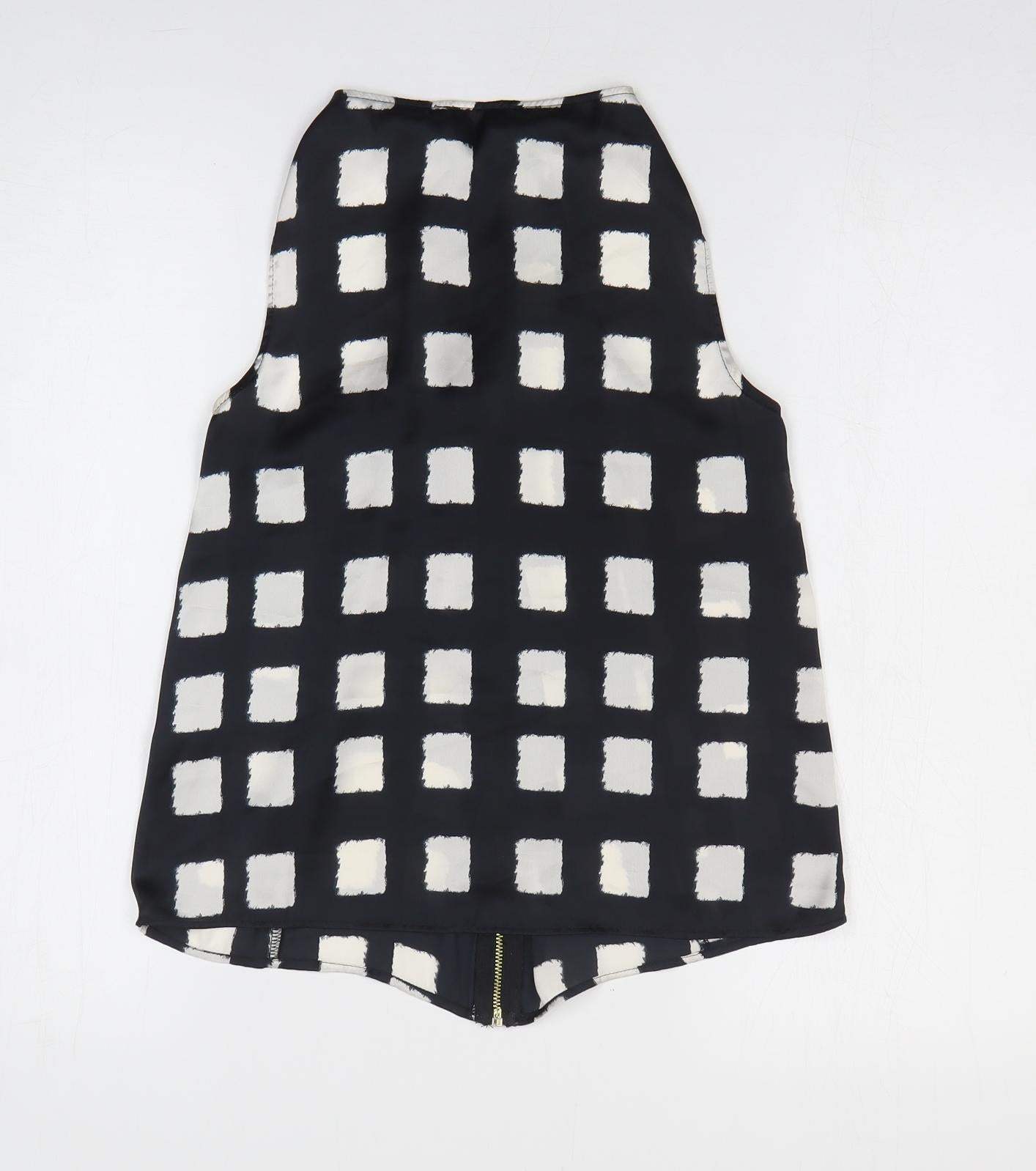 River Island Womens Black Geometric Polyester Basic Blouse Size 10 V-Neck