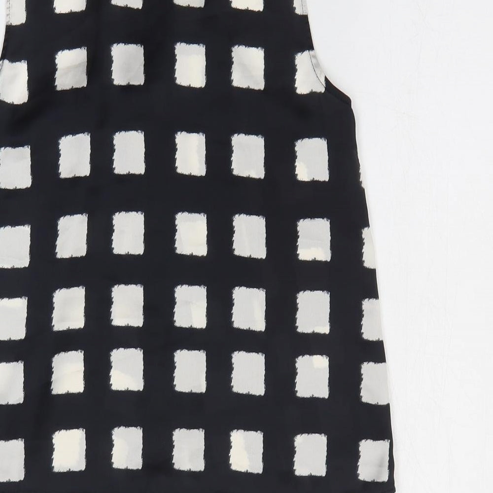 River Island Womens Black Geometric Polyester Basic Blouse Size 10 V-Neck