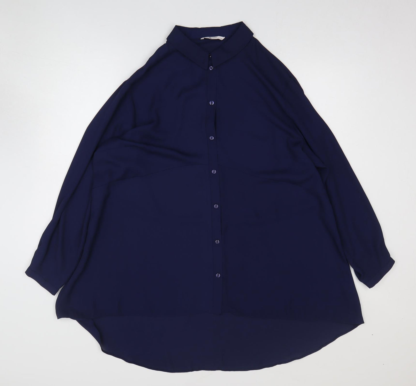 TU Womens Blue Polyester Basic Button-Up Size 20 Collared