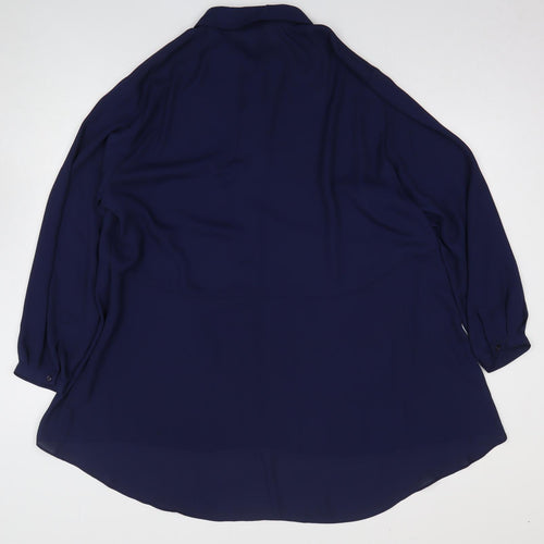 TU Womens Blue Polyester Basic Button-Up Size 20 Collared