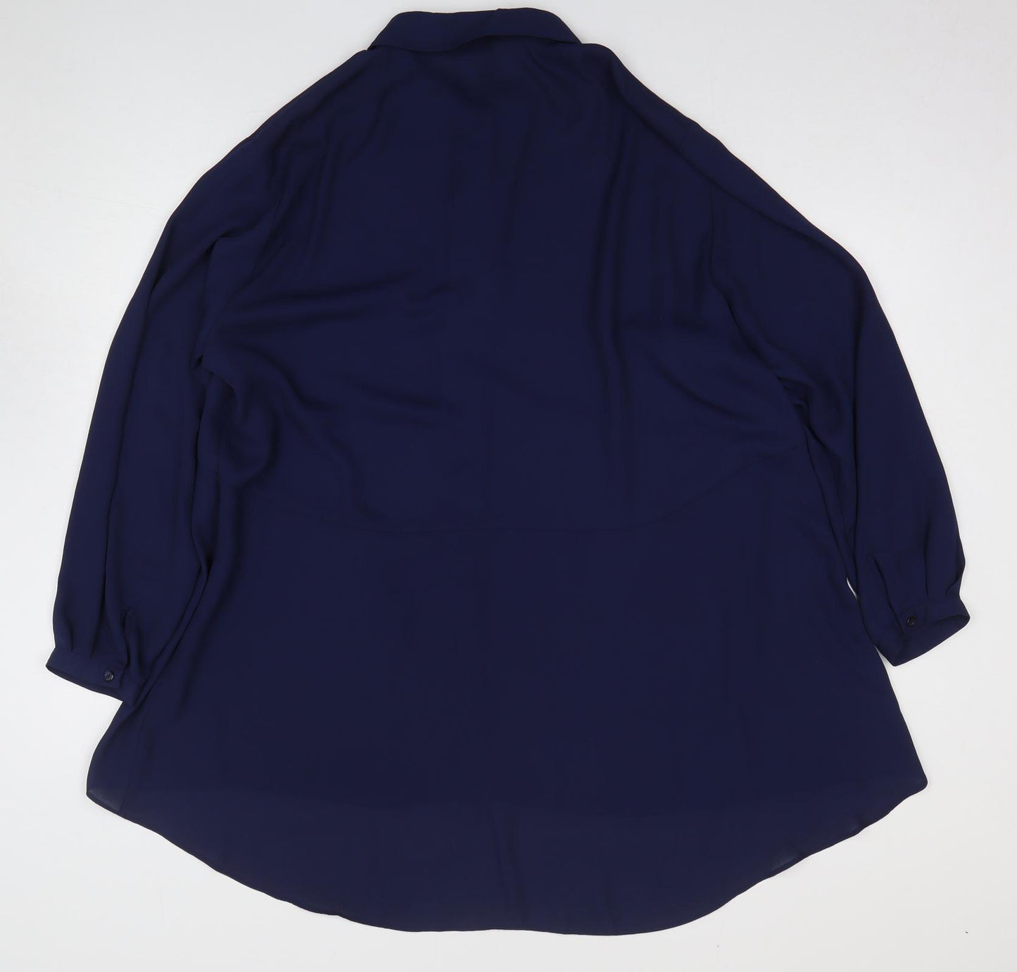 TU Womens Blue Polyester Basic Button-Up Size 20 Collared