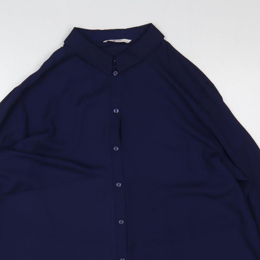 TU Womens Blue Polyester Basic Button-Up Size 20 Collared