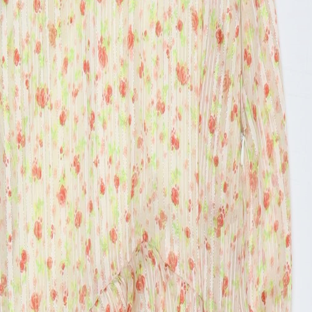 New Look Womens Pink Floral Polyester Shift Size 8 V-Neck Pullover