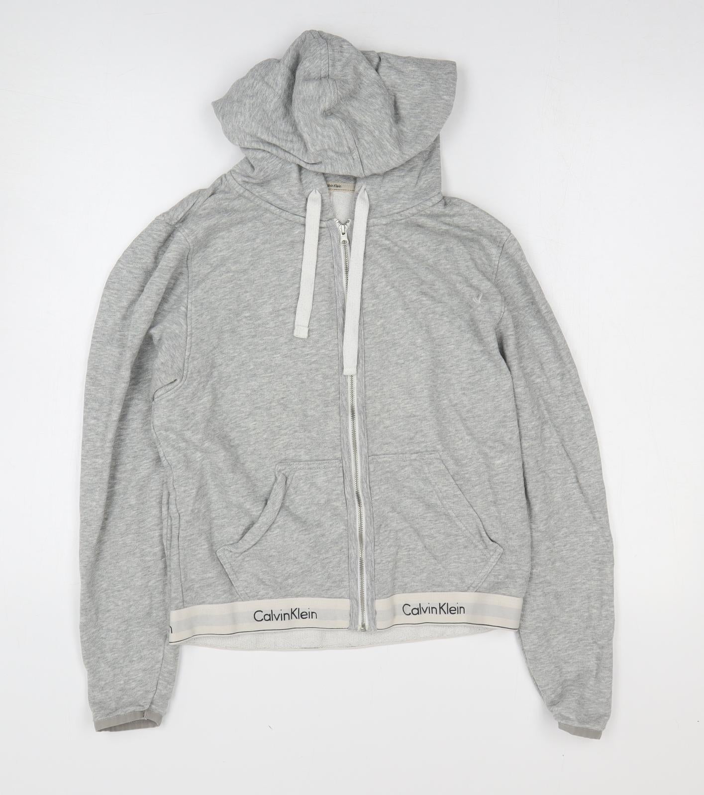 Calvin Klein Womens Grey Cotton Full Zip Hoodie Size M Zip