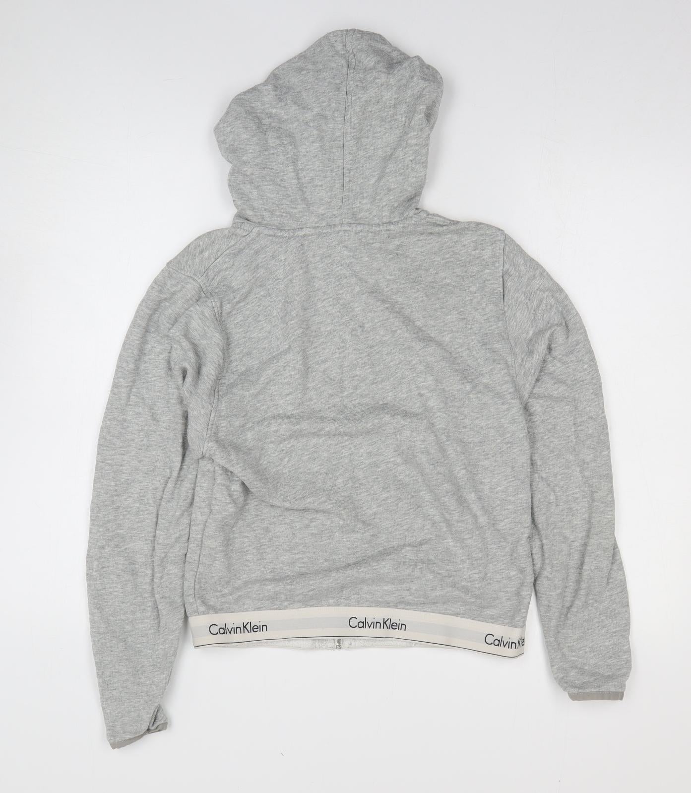 Calvin Klein Womens Grey Cotton Full Zip Hoodie Size M Zip