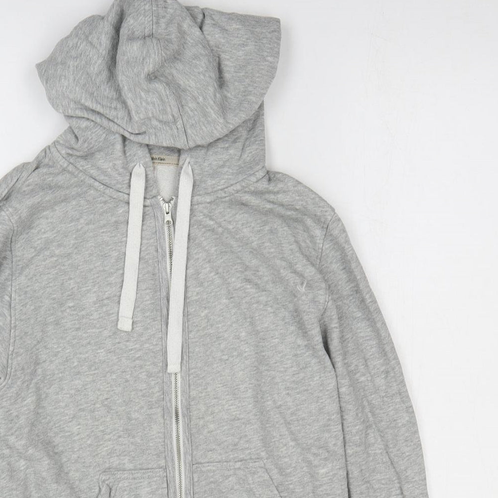Calvin Klein Womens Grey Cotton Full Zip Hoodie Size M Zip