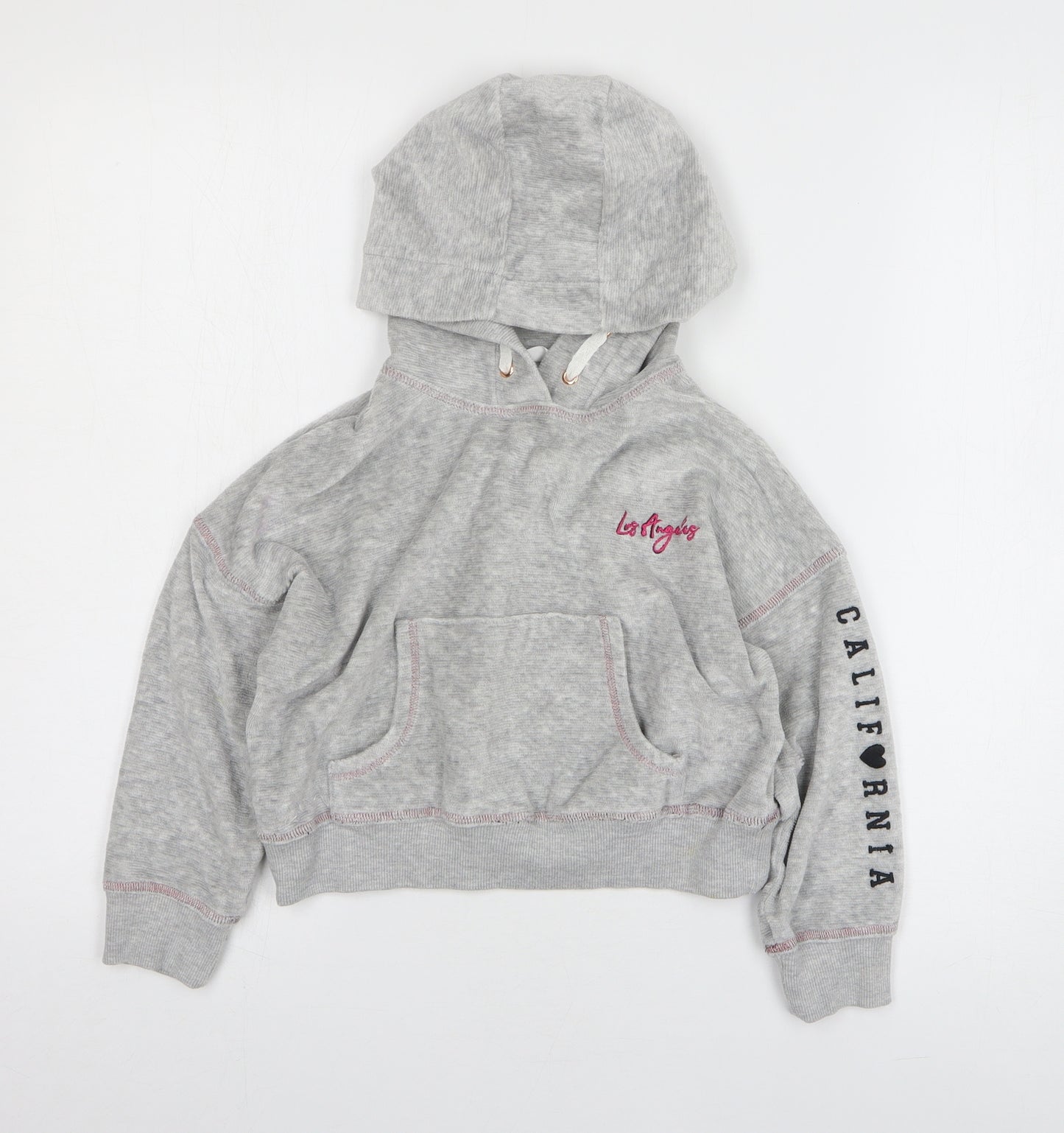 Marks and Spencer Girls Grey Cotton Pullover Hoodie Size 7-8 Years Pullover - Los Angeles