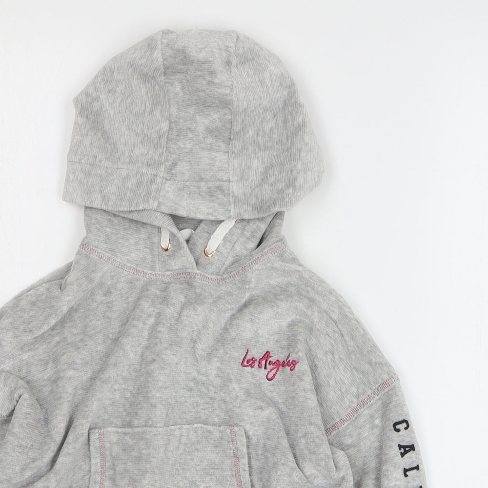 Marks and Spencer Girls Grey Cotton Pullover Hoodie Size 7-8 Years Pullover - Los Angeles