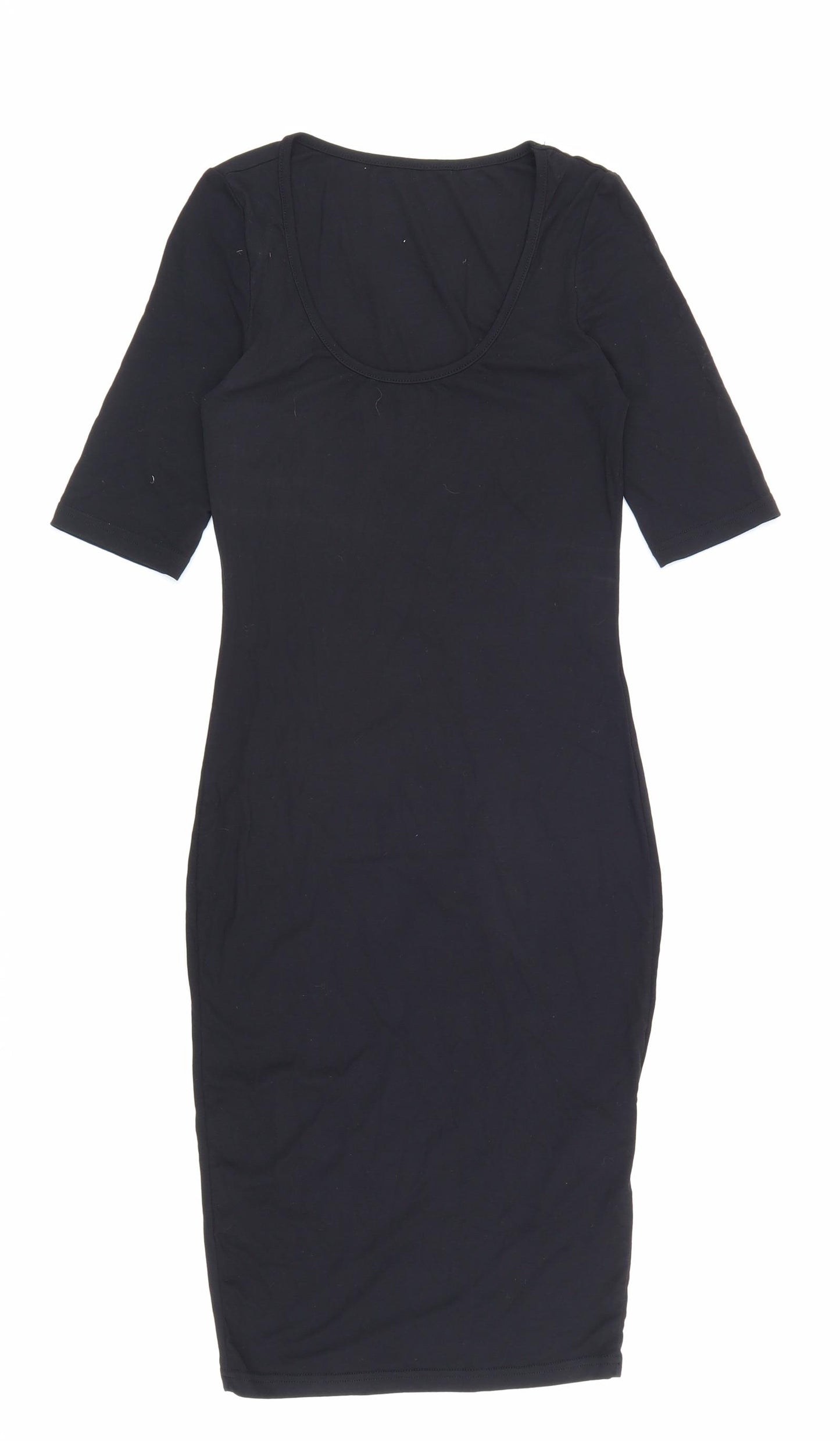 SheIn Womens Black Herringbone Cotton A-Line Size XS Scoop Neck Pullover