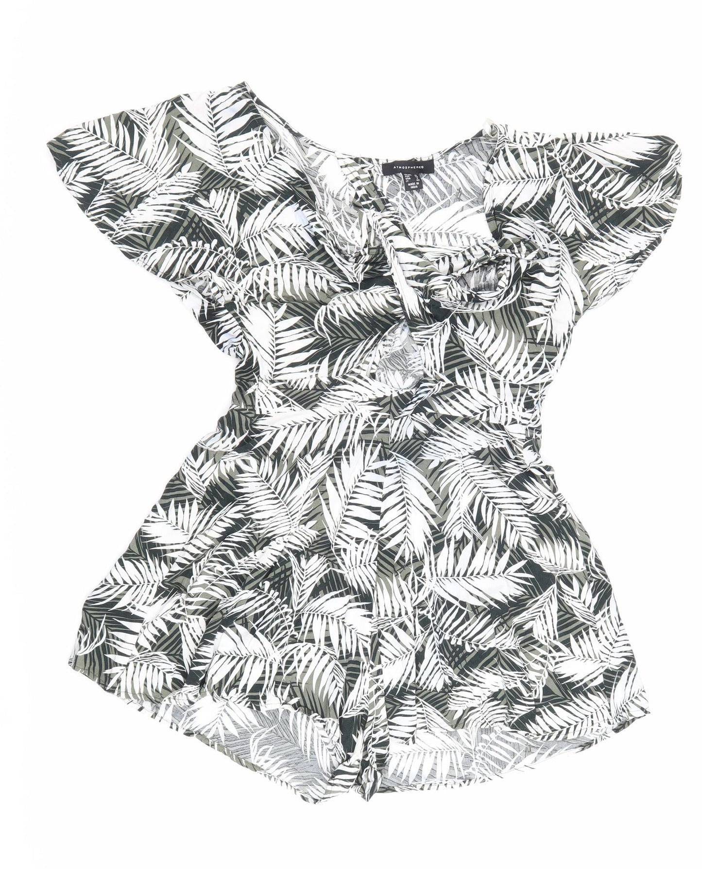 Atmosphere Womens Green Geometric 100% Viscose Playsuit One-Piece Size 8 L3 in Button