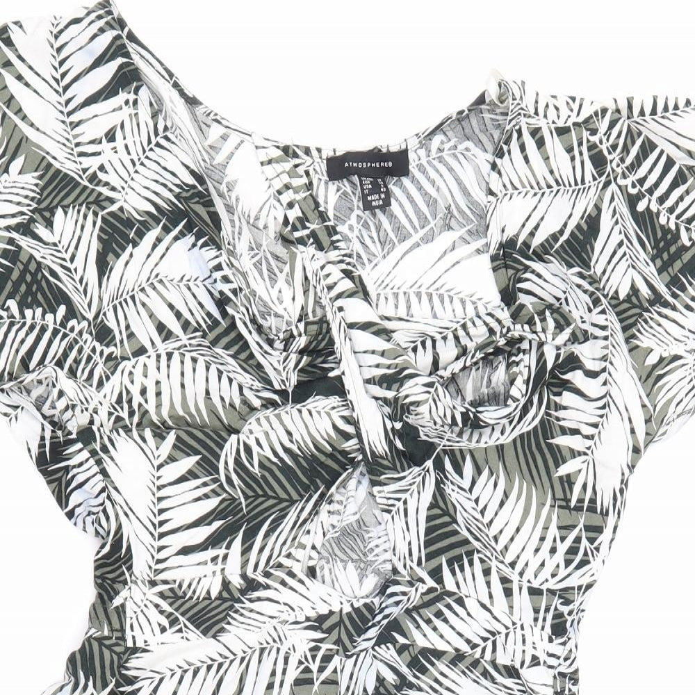 Atmosphere Womens Green Geometric 100% Viscose Playsuit One-Piece Size 8 L3 in Button