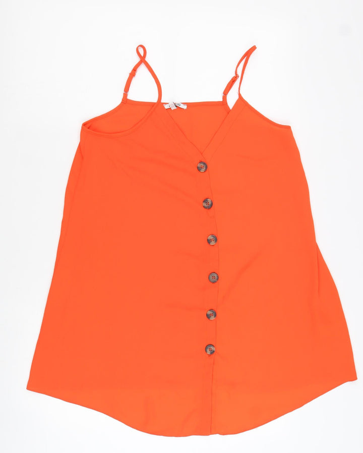 PEP&CO Womens Orange Polyester Camisole Tank Size 8 V-Neck