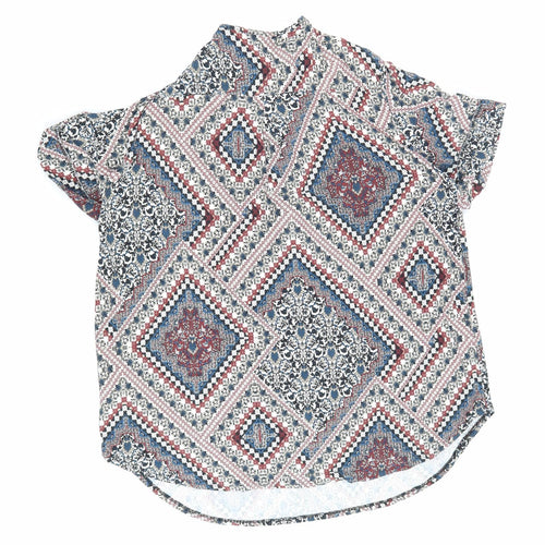 Walls Womens Multicoloured Geometric Viscose Basic Blouse Size L Mock Neck