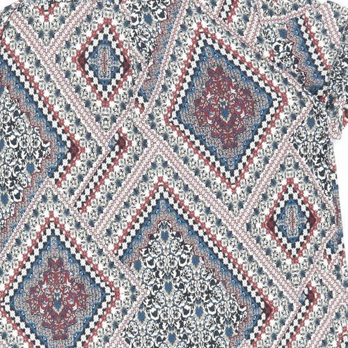 Walls Womens Multicoloured Geometric Viscose Basic Blouse Size L Mock Neck