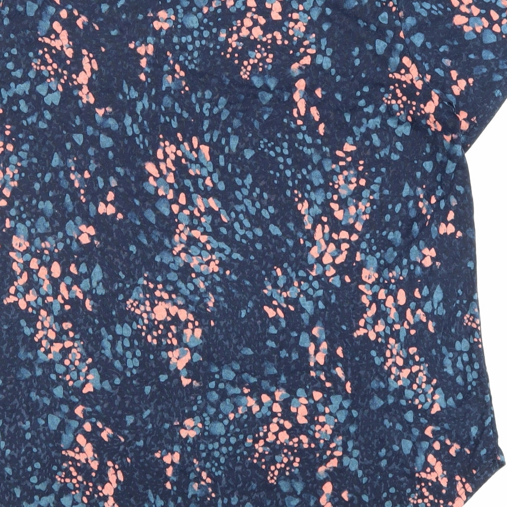 Marks and Spencer Womens Multicoloured Geometric Polyester Basic T-Shirt Size 12 Boat Neck