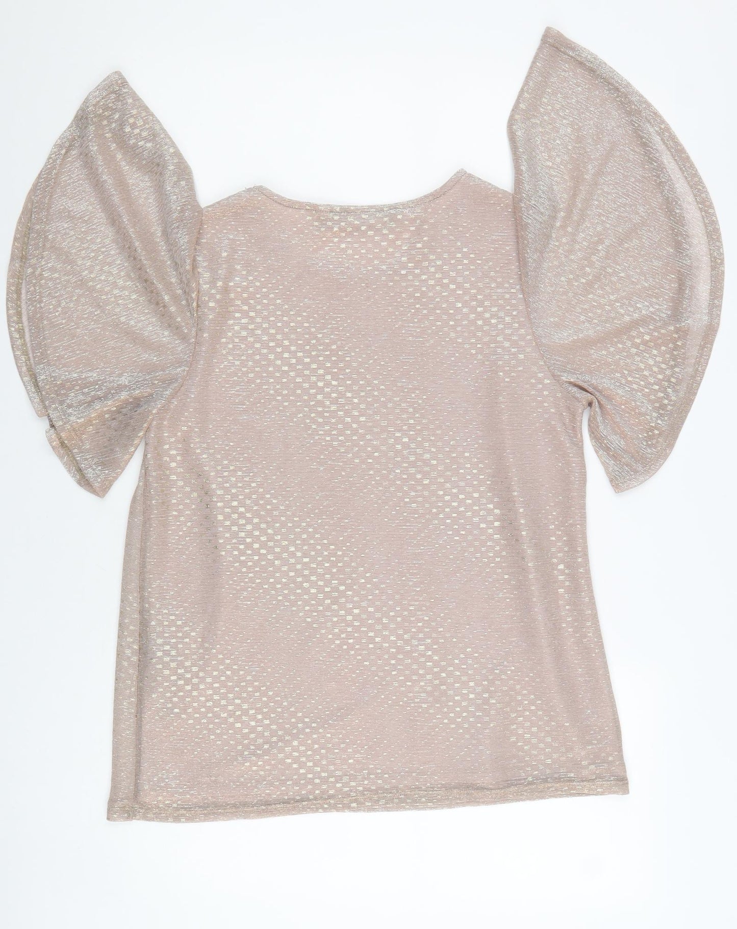 Dorothy Perkins Womens Pink Polyester Basic Blouse Size 12 Round Neck - Metallic