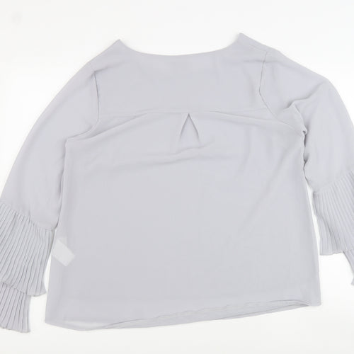 Apricot Womens Grey Polyester Basic Blouse Size L Boat Neck