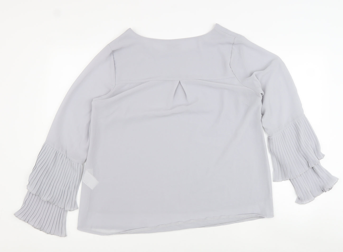 Apricot Womens Grey Polyester Basic Blouse Size L Boat Neck