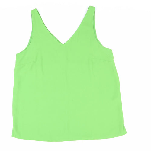Anthology Womens Green Polyester Basic Tank Size 12 V-Neck