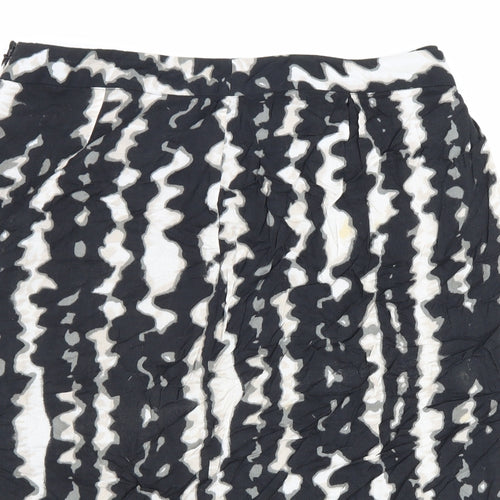 Monsoon Womens Black Geometric Polyester A-Line Skirt Size 12 Zip