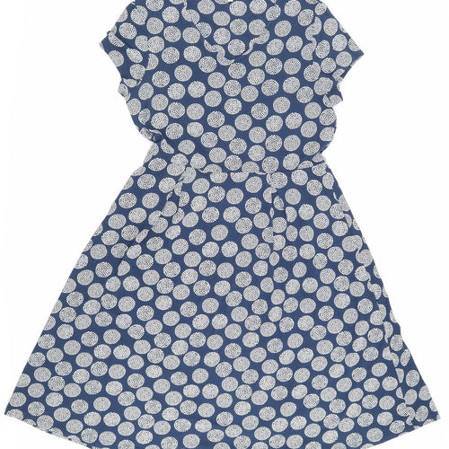 Seasalt Cornwall Womens Blue Geometric Cotton Fit & Flare Size 14 V-Neck Pullover