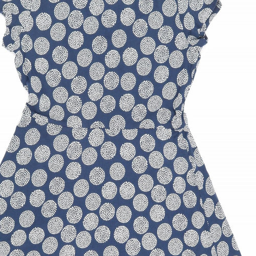 Seasalt Cornwall Womens Blue Geometric Cotton Fit & Flare Size 14 V-Neck Pullover