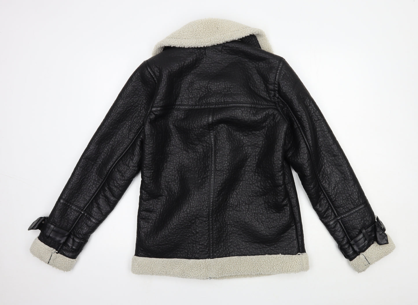 New Look Womens Black Biker Jacket Size 8 Zip