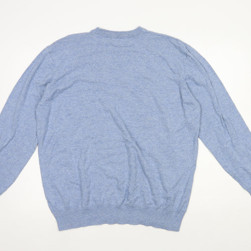 George Mens Blue Crew Neck Cotton Pullover Jumper Size 3XL
