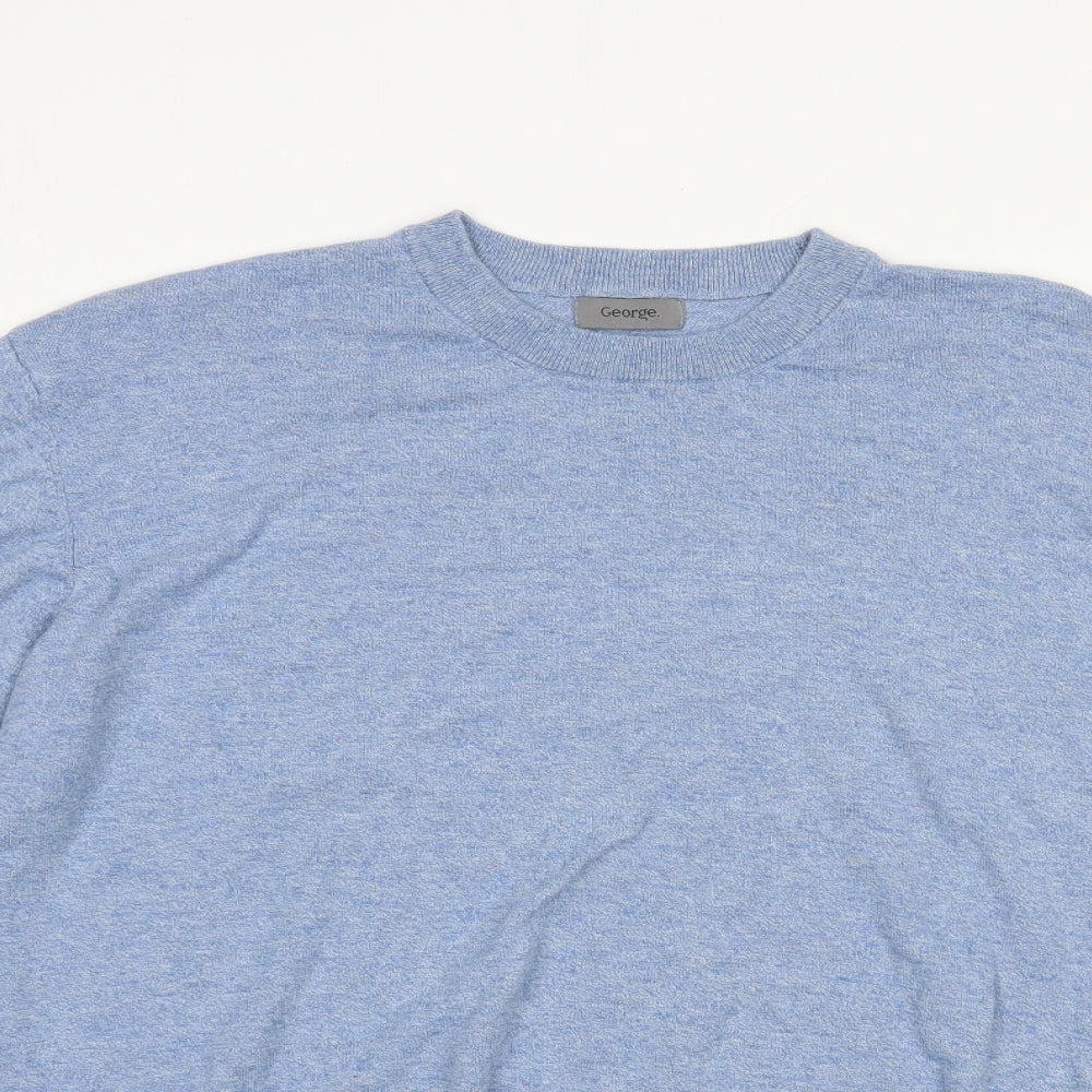 George Mens Blue Crew Neck Cotton Pullover Jumper Size 3XL
