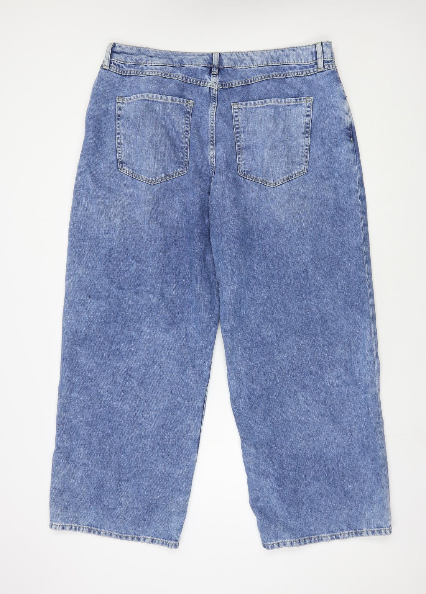 Marks and Spencer Womens Blue Cotton Cropped Jeans Size 20 L27 in Regular Button