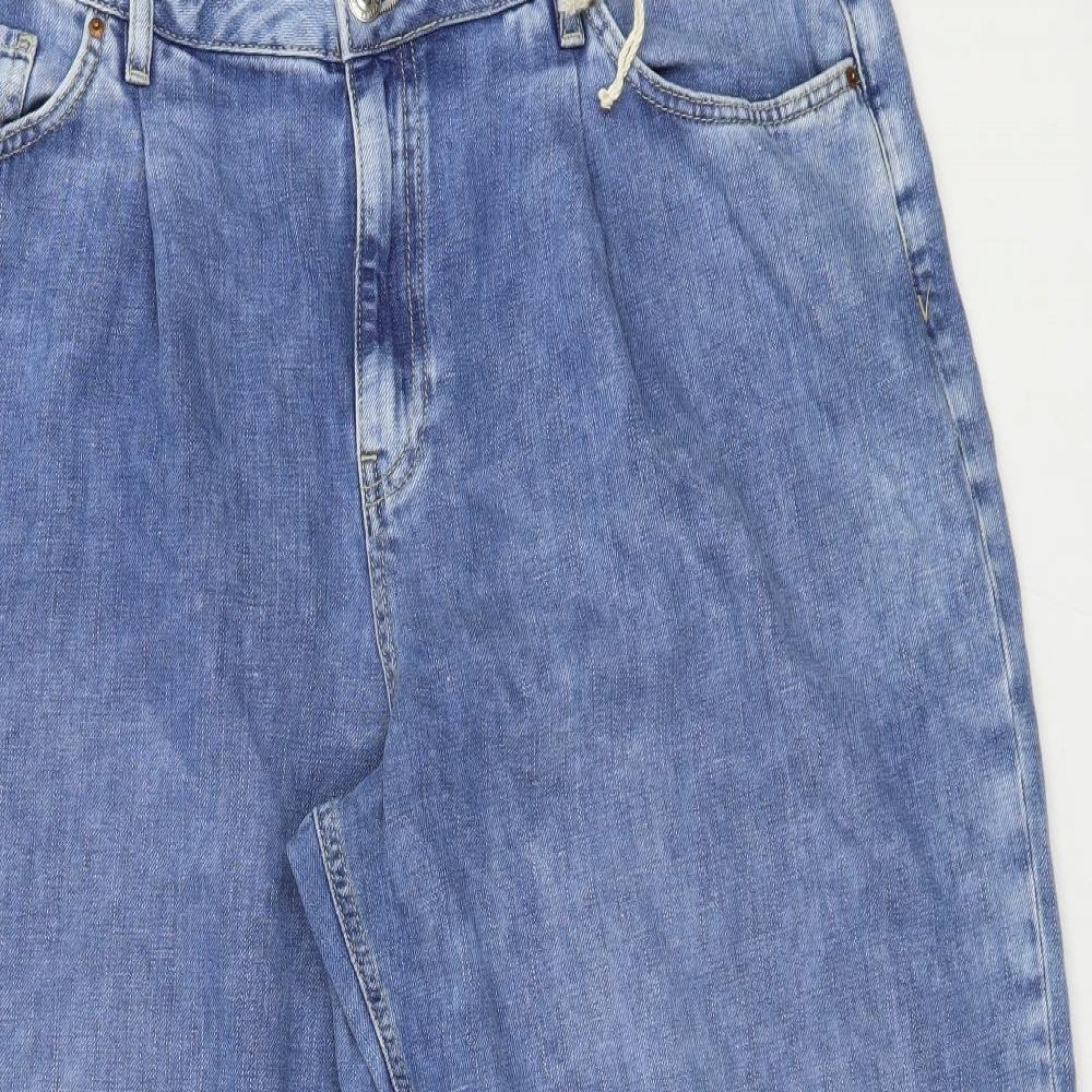 Marks and Spencer Womens Blue Cotton Cropped Jeans Size 20 L27 in Regular Button